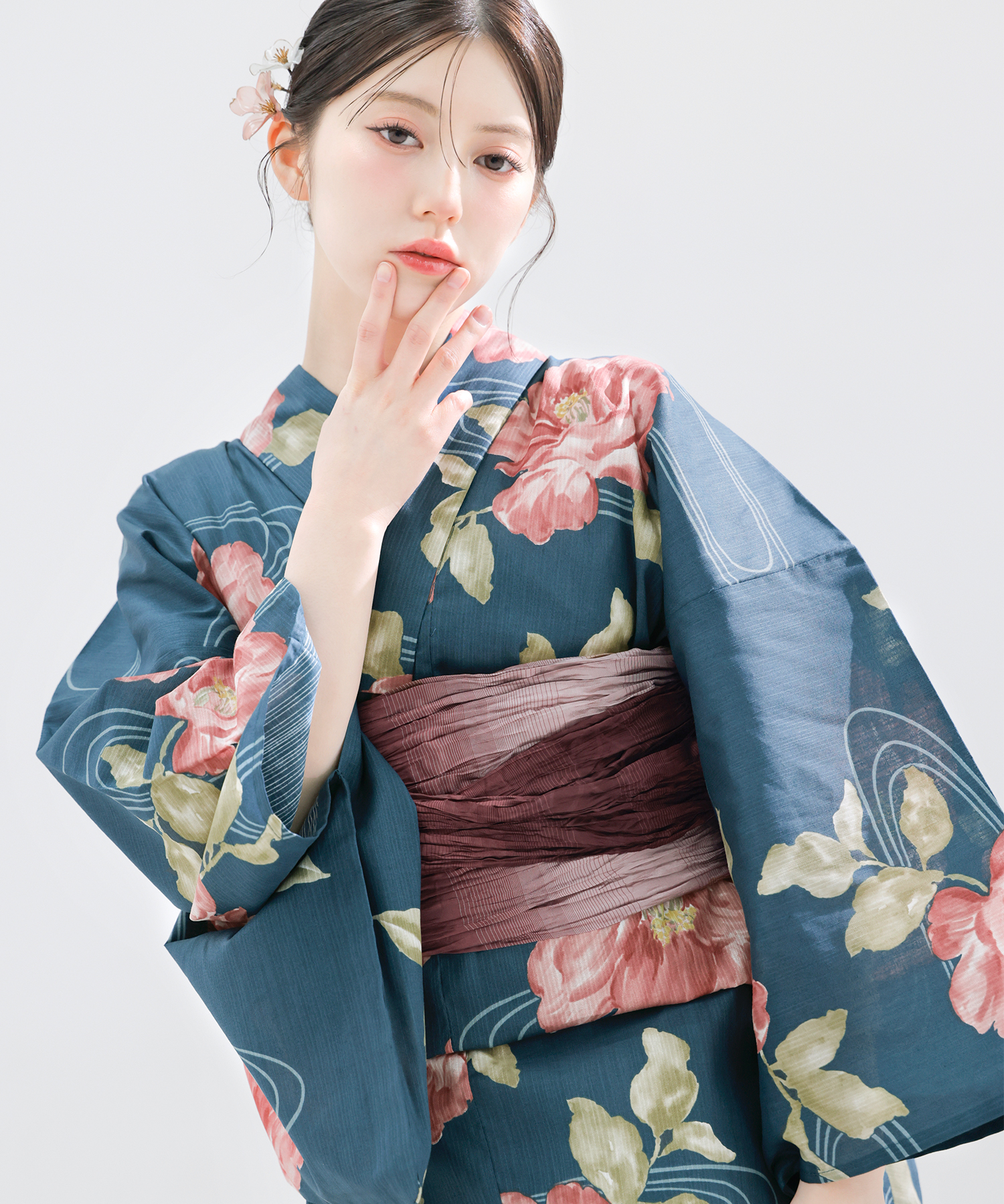 大正椿流れ(紺青)